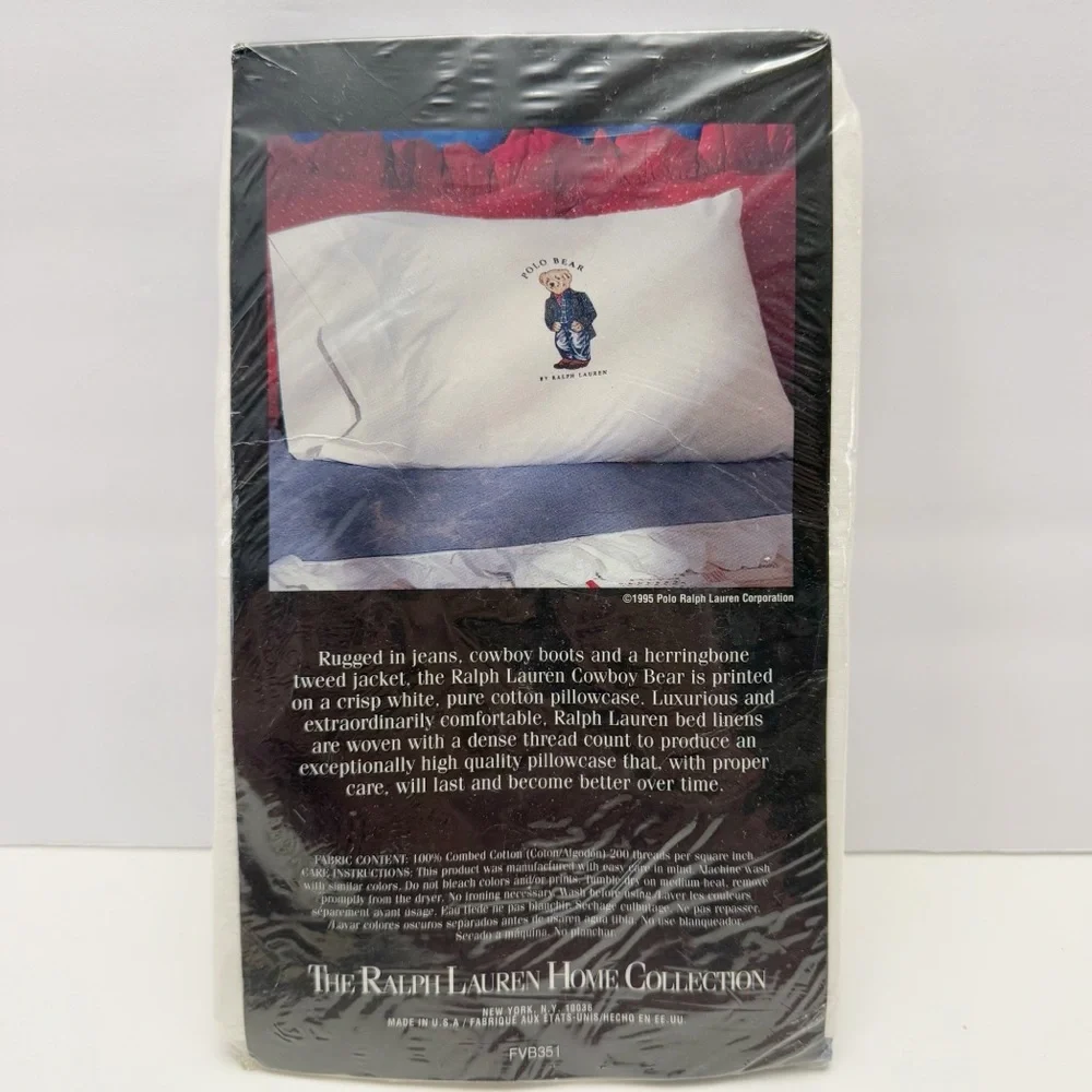 Vintage Ralph Lauren Cowboy Teddy Bear Standard Pillow Case NEW - IRREGULAR